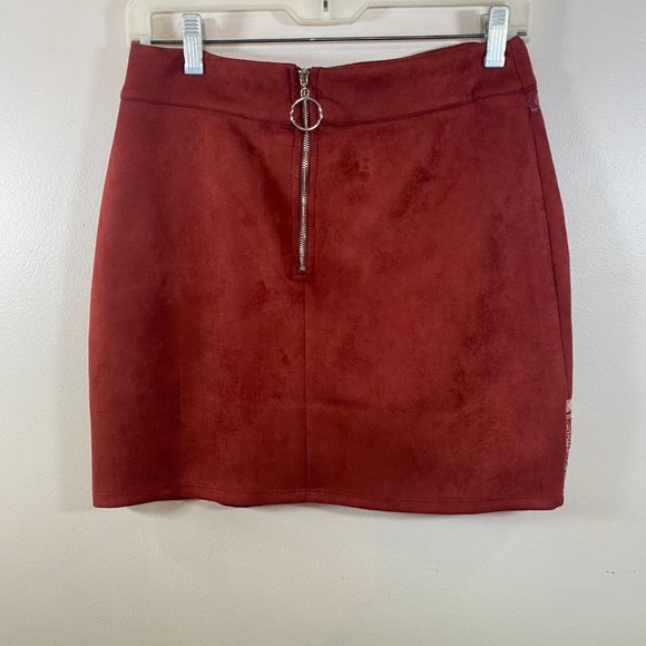 NWT THML Embroidered Faux Suede Mini Skirt - Picture 3 of 6